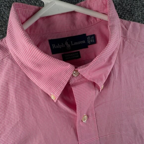 Ralph Lauren Long Sleeve Button Up Shirt Cotton Pink Check Yarmouth 16.5 34/35 - Picture 7 of 12